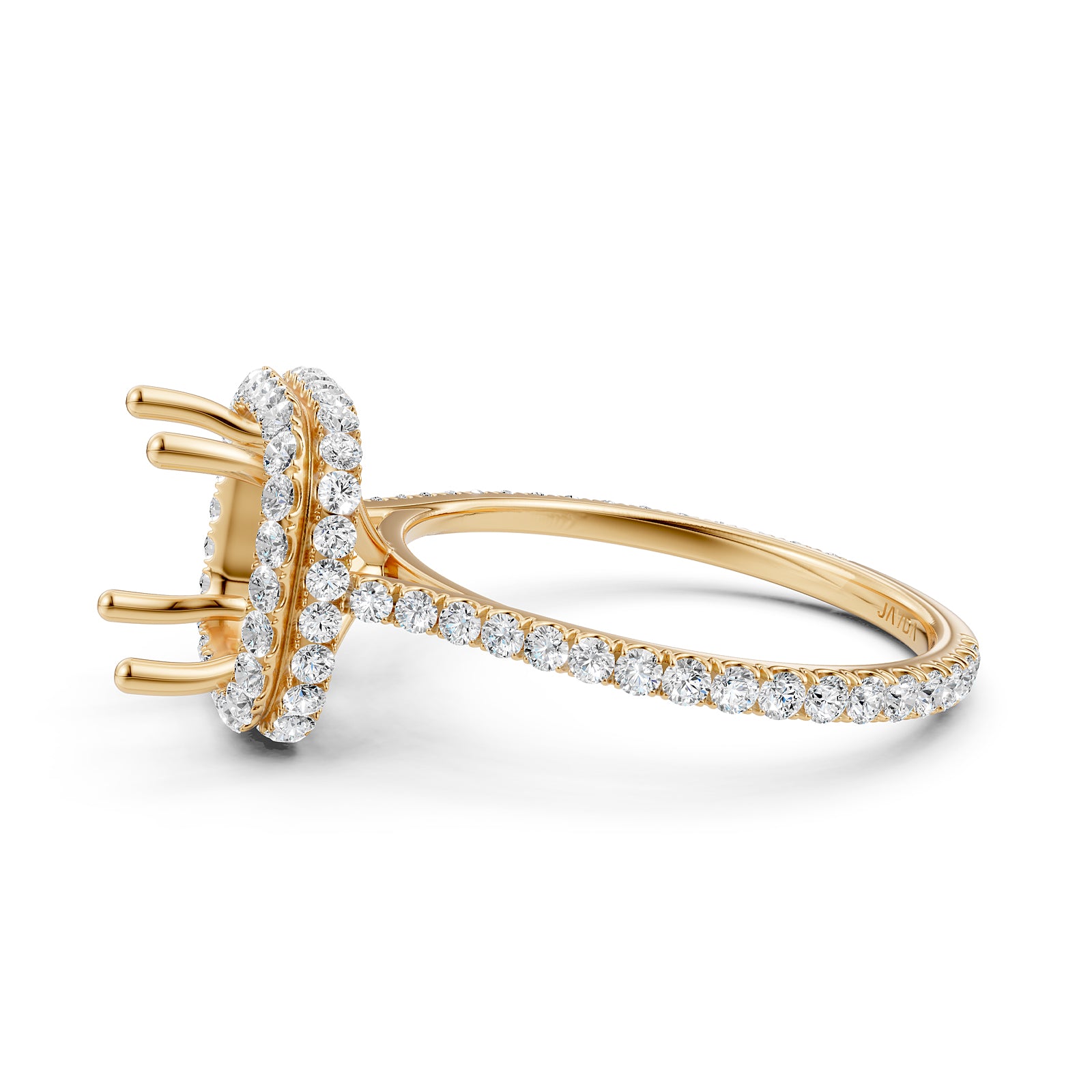 Double Halo Semi Mount Lab Grown Diamond Engagement Ring 0.53 Ct.